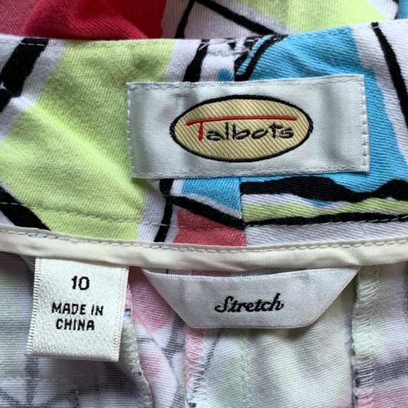 Talbots Capris Pants Size 10 Geometric Abstract Print Stretch Mid Rise Clean - Picture 5 of 9